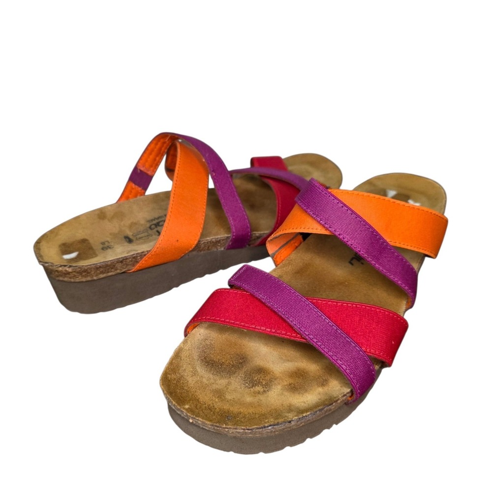 Naot Roxanna Womens 8 Multicolor Vibrant Crisscross Stretch Strappy Sandals